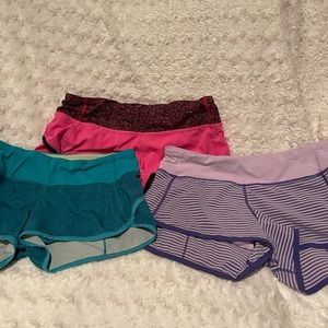 Lululemon speed up shorts 2.5 in. Lot of 3 size 4